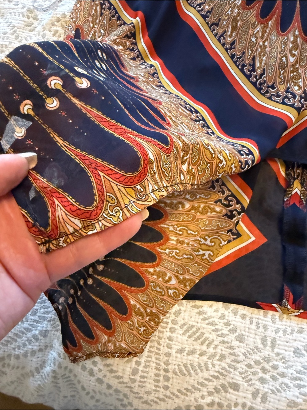 Sandra Darren Scarf Print Halter Handkerchief Maxi Dress Size 12 - Picture 13 of 16